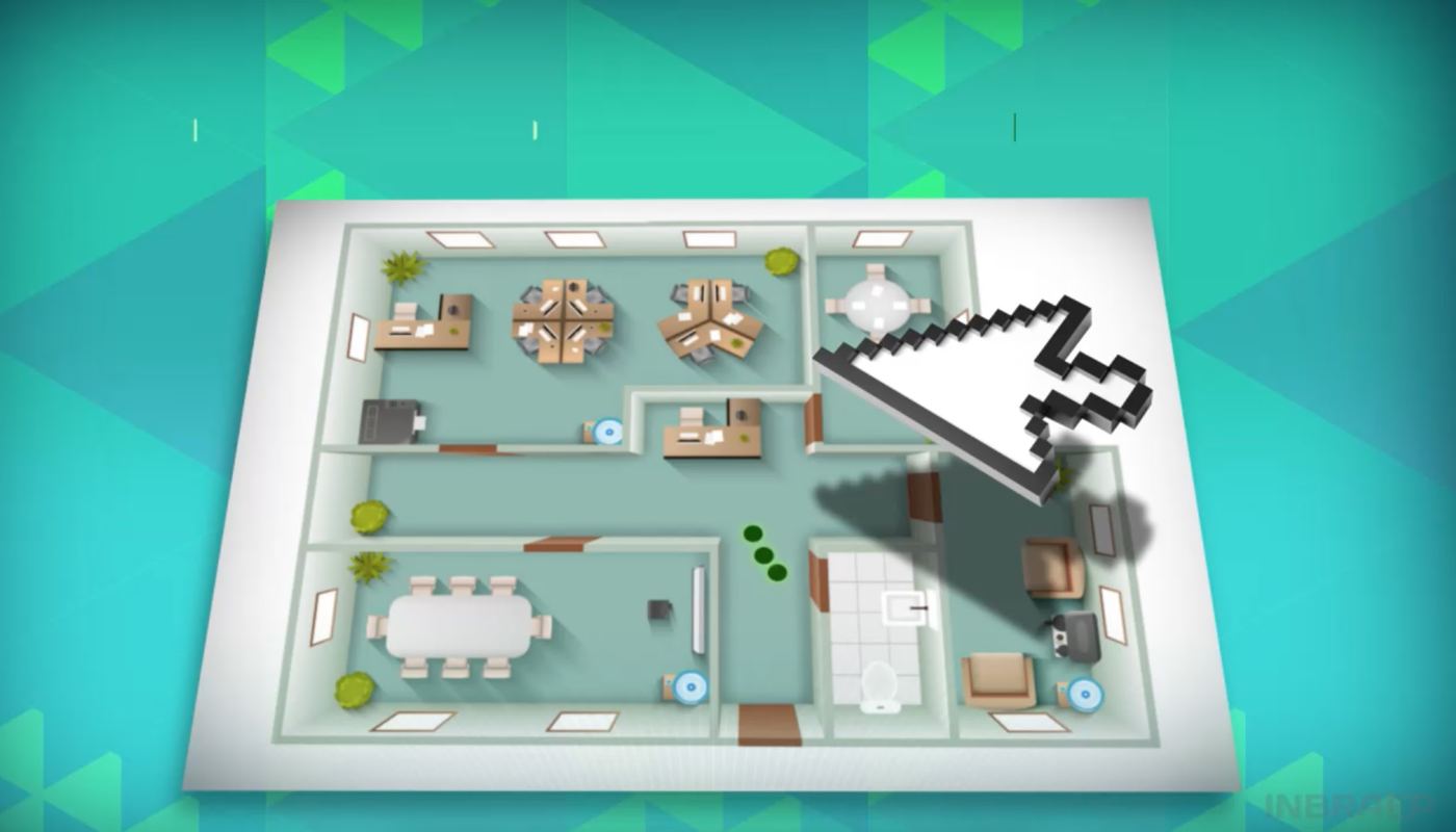 Planta baixa em 3D com cursor